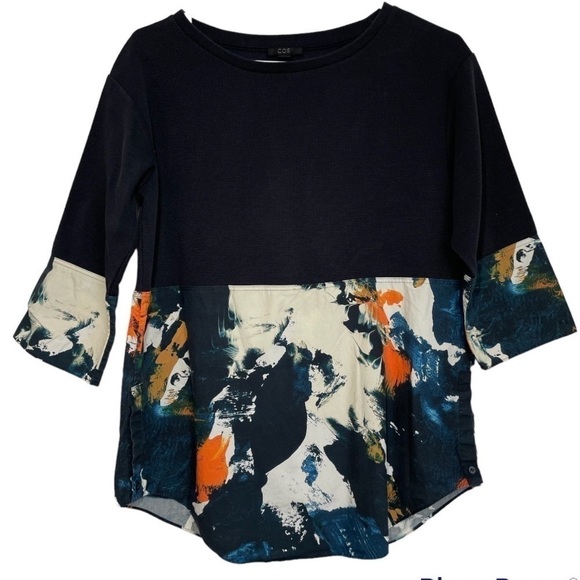 COS Navy Watercolor Pullover Top size XS - Picture 1 of 6